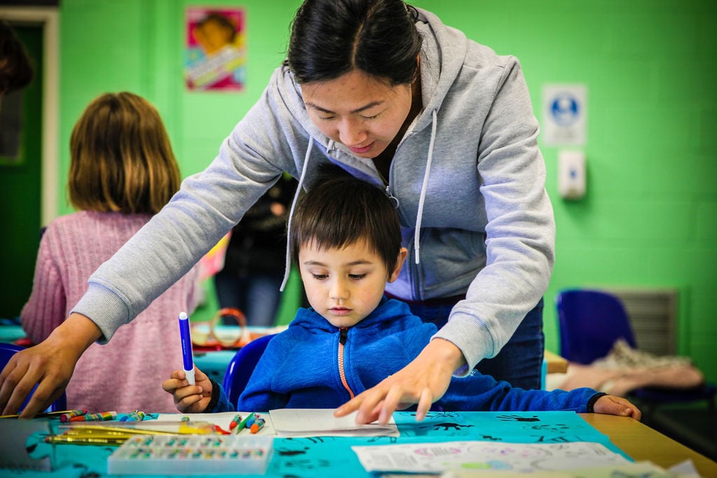 An image of a woman and child taking part in a RWA workshop 