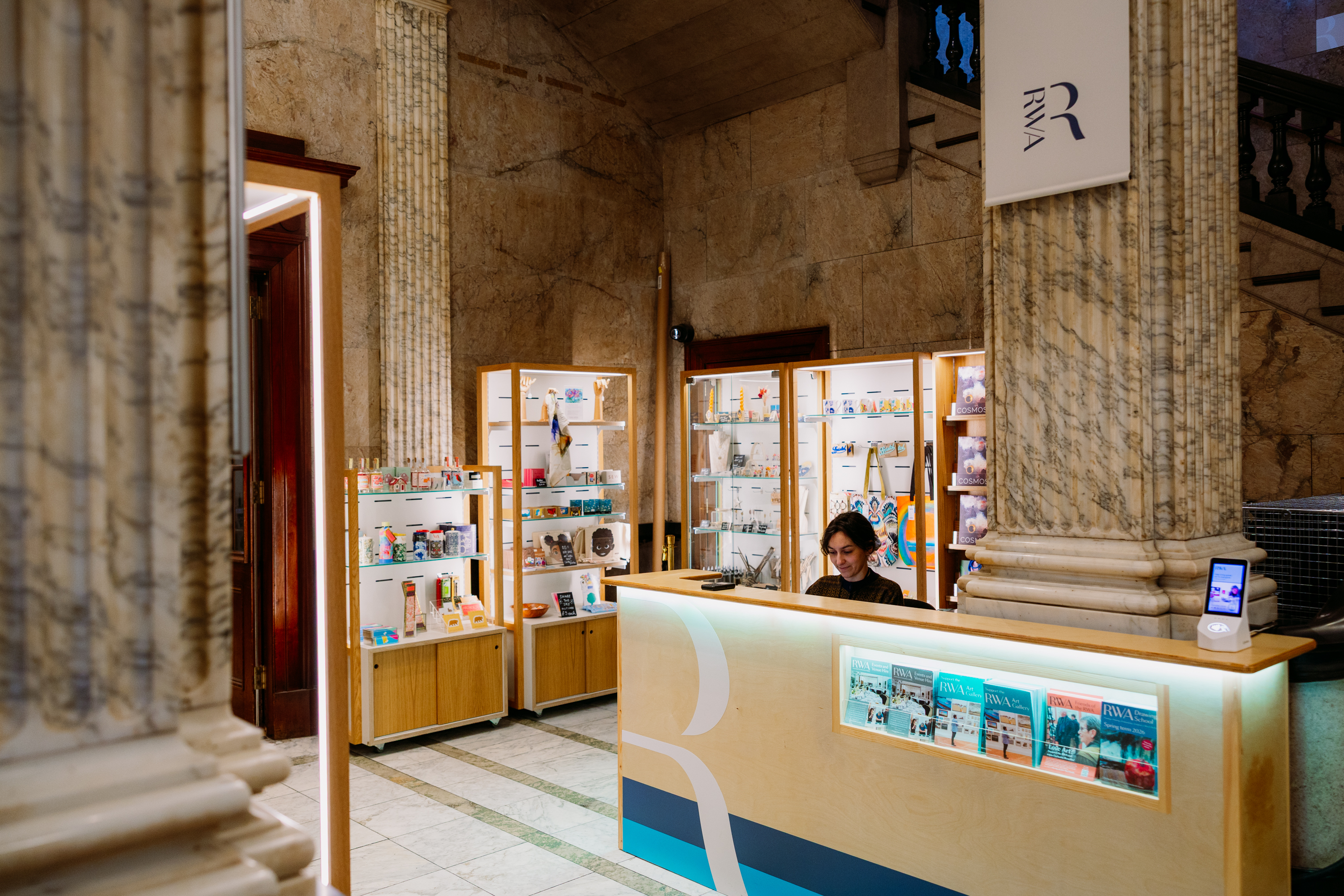 Our Welcome Desk is to the left as you enter the building, where you will find a member of our Visitor Experience team 