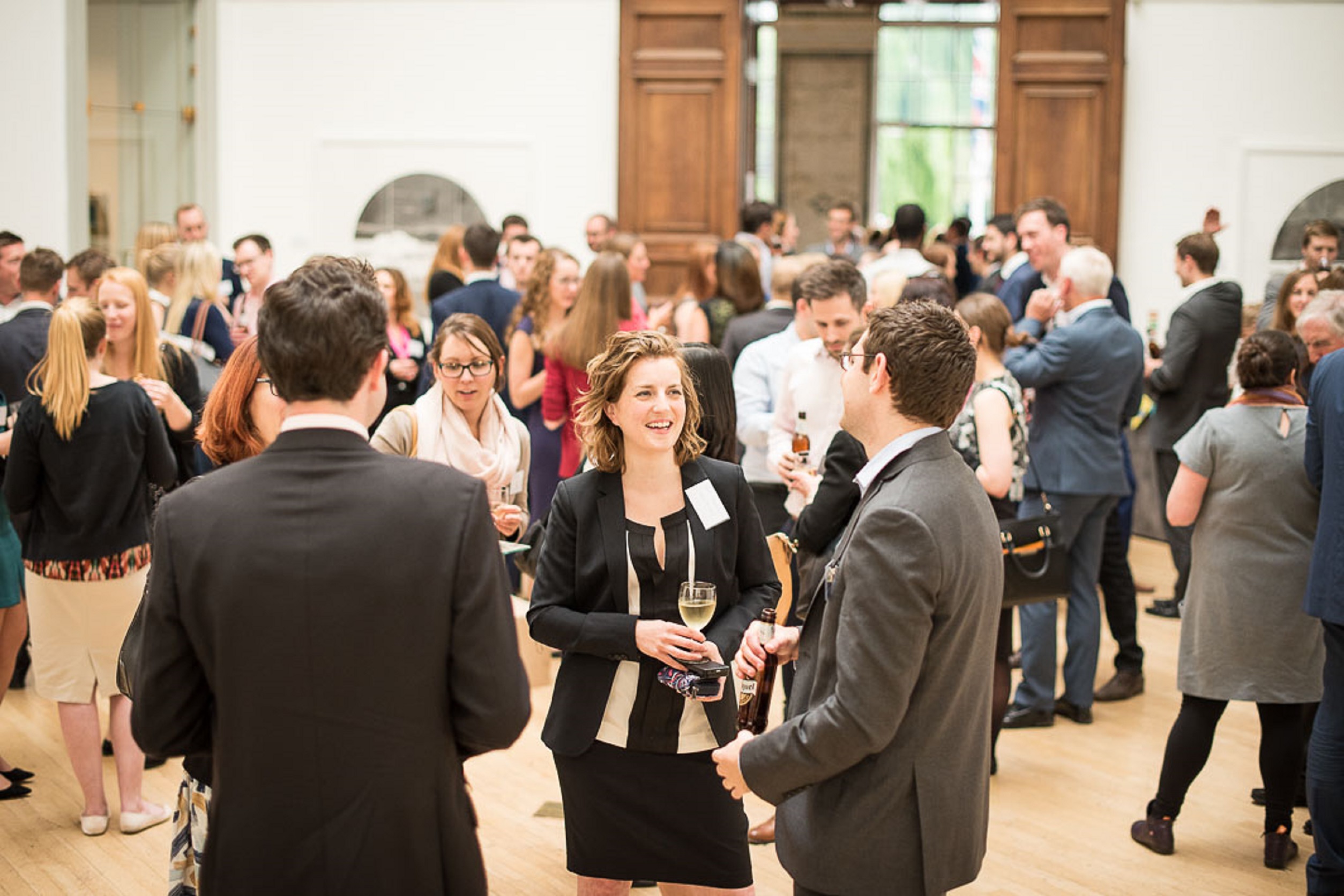 A group networking at the RWA