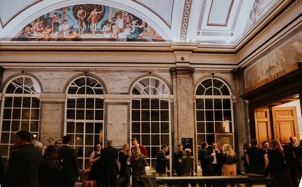 Drinks on the first floor landing (Image by Sarah Hall Photography)