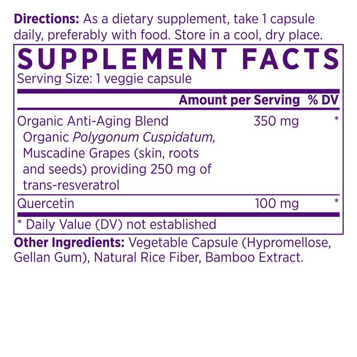 Organic Resveratrol 250 MG supplement facts