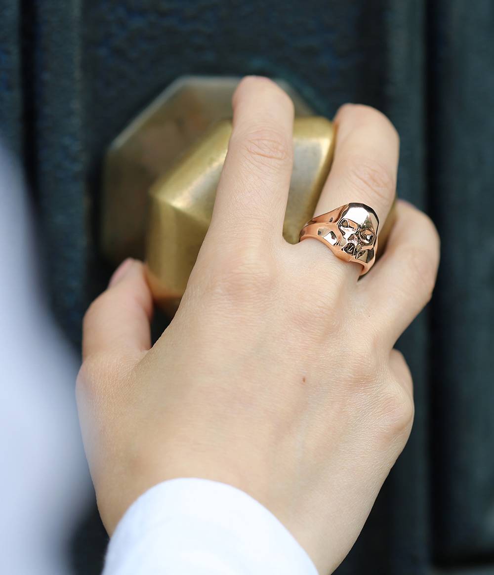 Large Carved Skull Ring