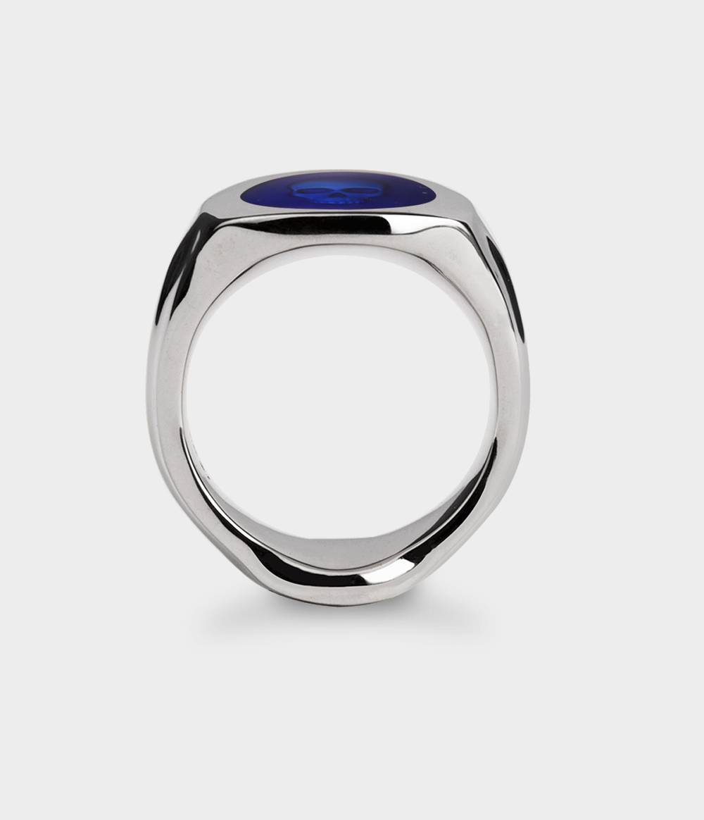 Ghost Skull Enamelled Signet Ring