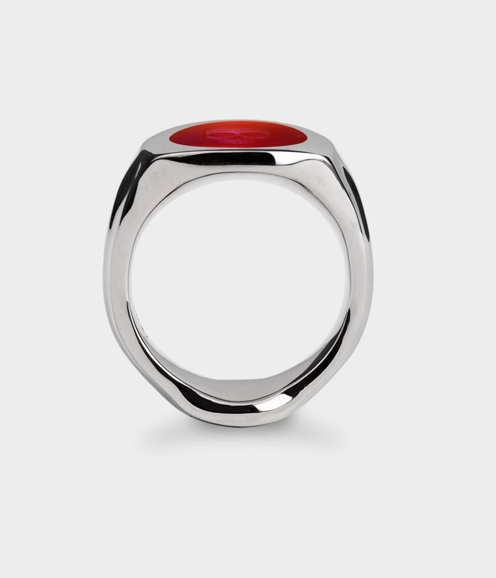 Ghost Skull Enamelled Signet Ring
