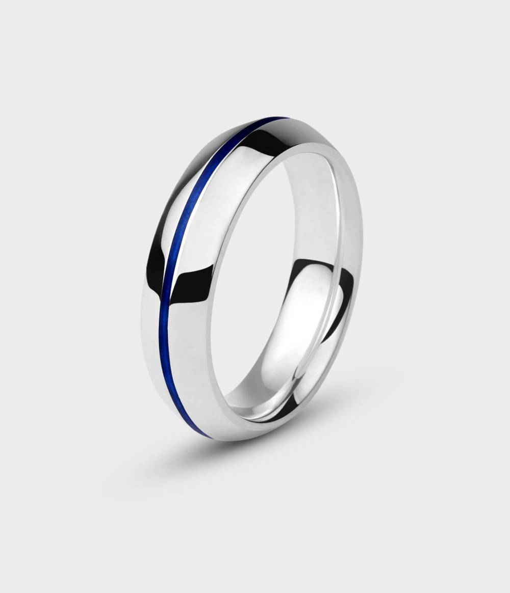 Enamel Angel Ray Ring / Silver / Royal Blue Enamel / Size Y