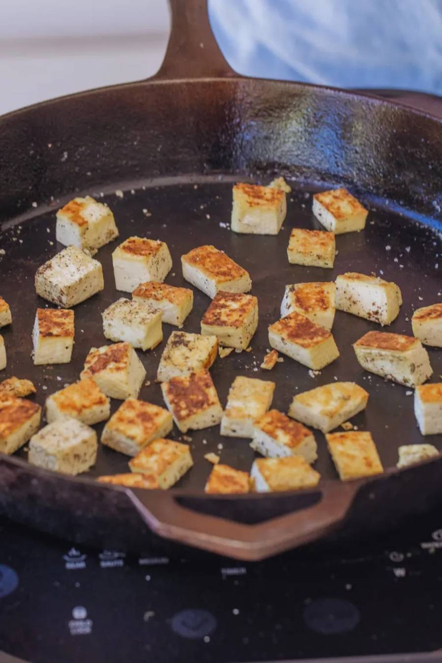 Cooking tofu with a cast iron skillet