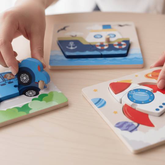 Wooden Car Jigsaw - Baby Transport Puzzle