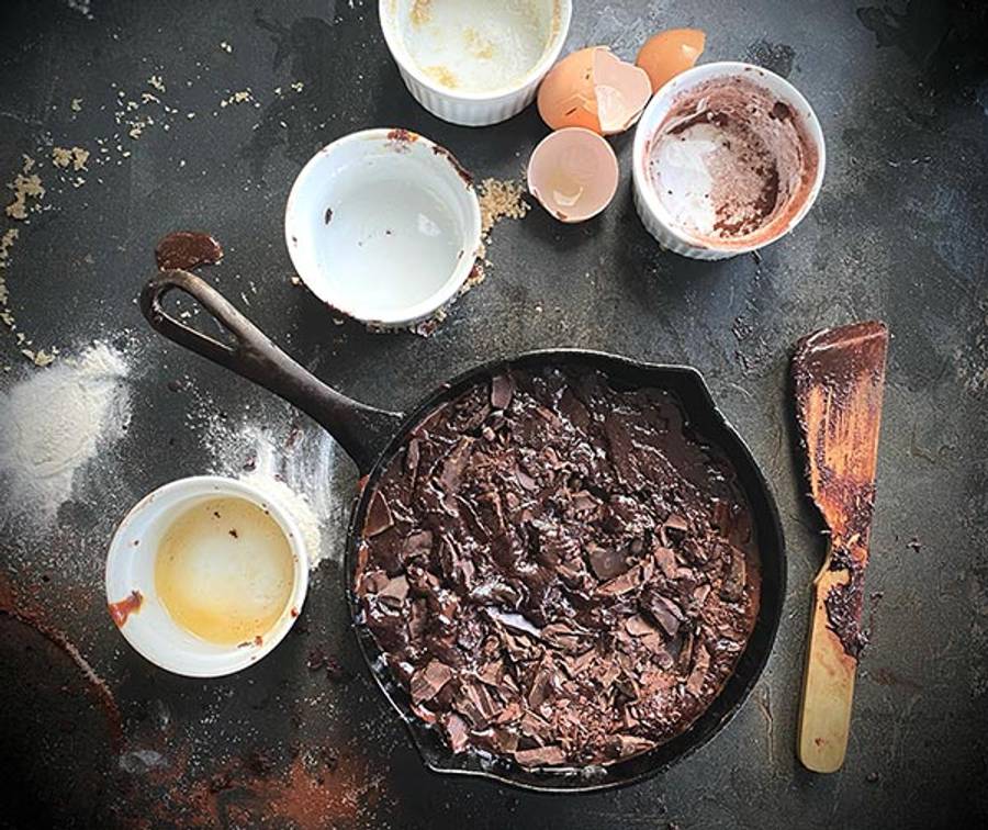 Lil' Legacy one pan brownie mix - in the making