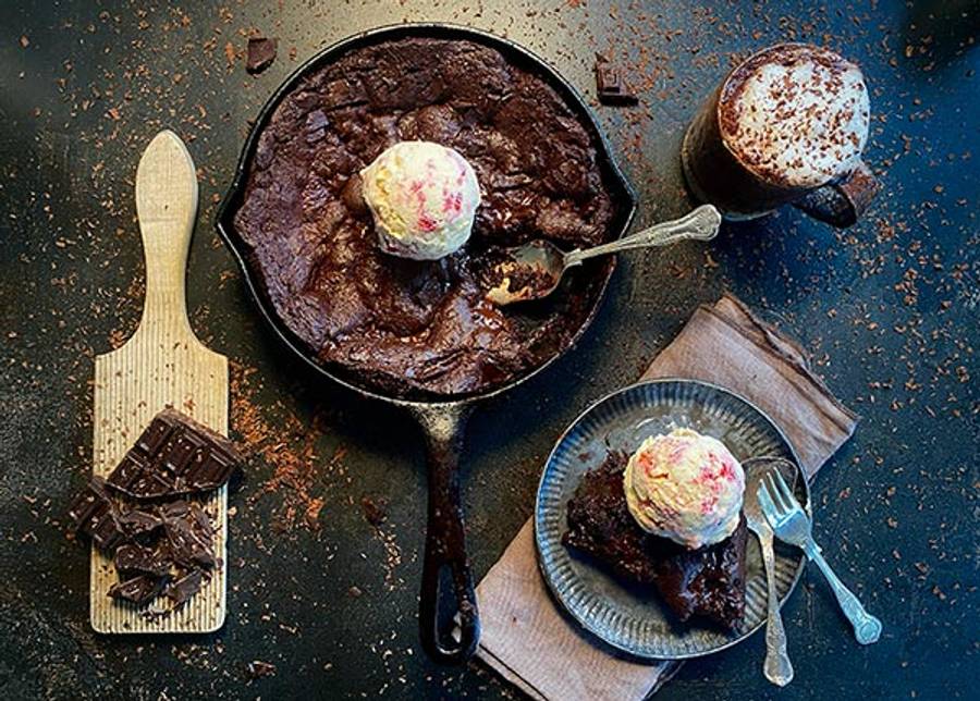 Ironclad one pan chocolate brownie, served in the Lil' Legacy with icecream