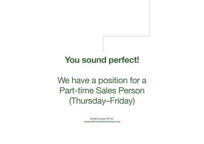 Job Vacancy: Sales Person (Part-time)