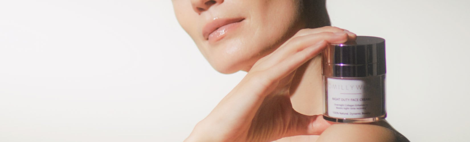 Night Duty Face Cream On Woman's Shoulder