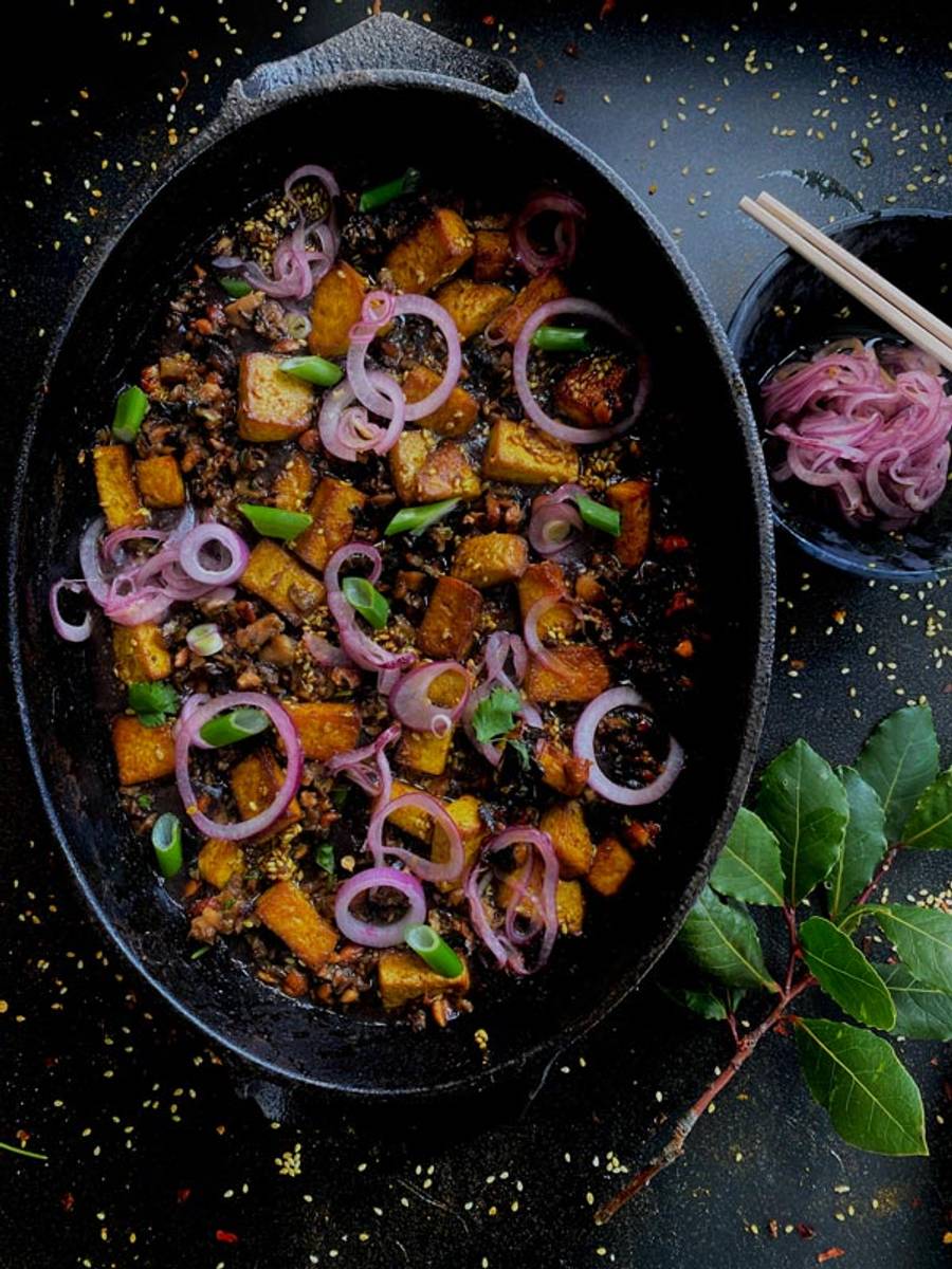 Black rice congee - served