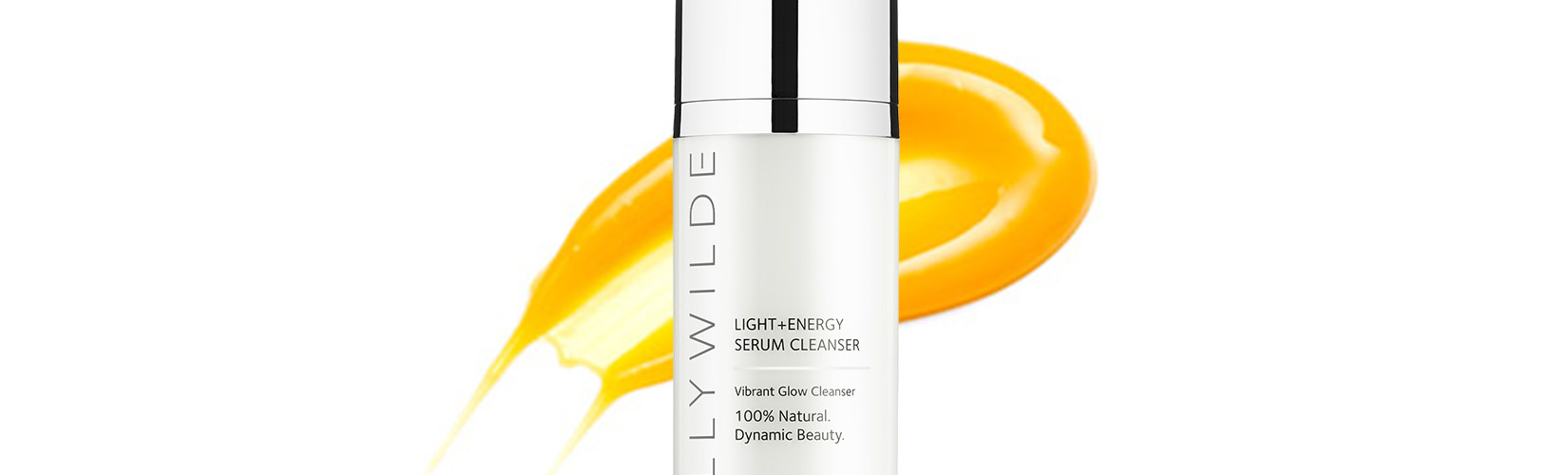 Light + Energy Serum Cleanser On Bright Yellow Texture