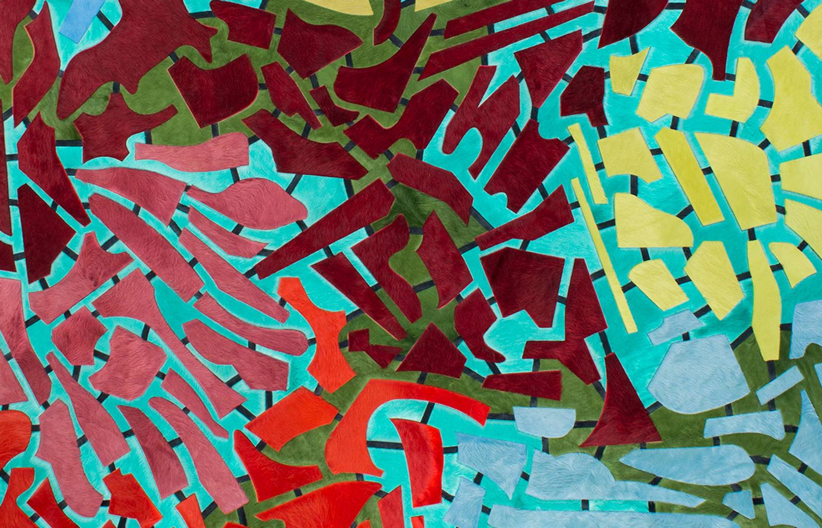 Bold colorful rug panel/All photography: Kyle Bunting/With over 125 available colorways, luxury rugmaker Kyle Bunting's work is color-centric.
