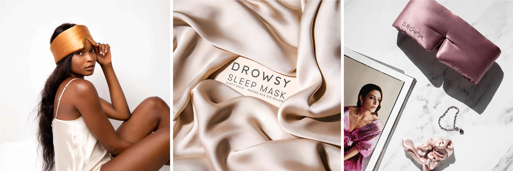3 Image Collage Of Drowsy Sleep Masks