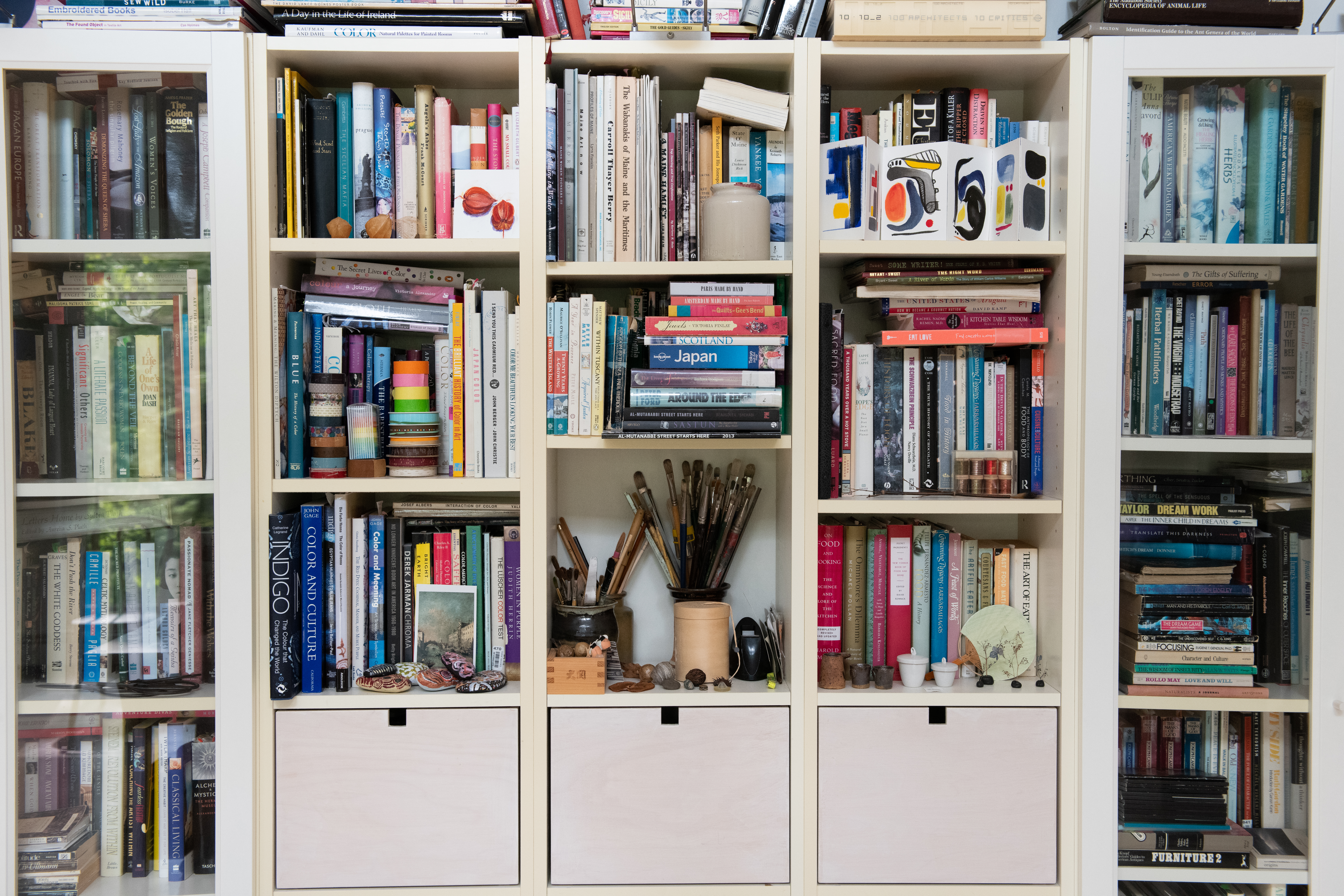 Bookshelves in Bessie's studio