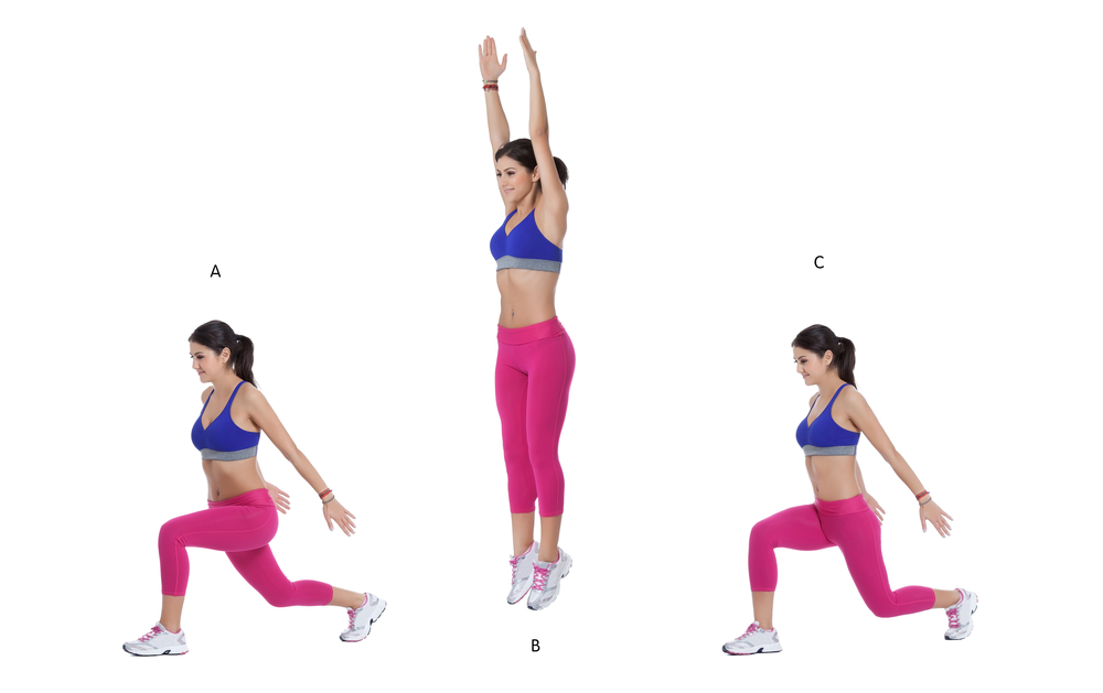 Woman Doing Jumping Lunge