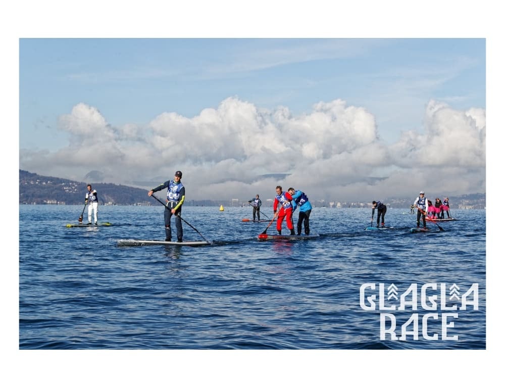 Group of Paddle Boarders taking part in the Gla Gla Race