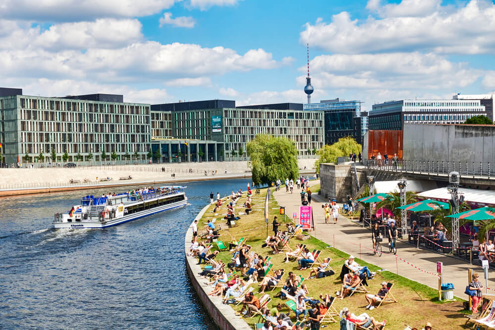 View of the river Spree in the government district of Berlin, Germany.