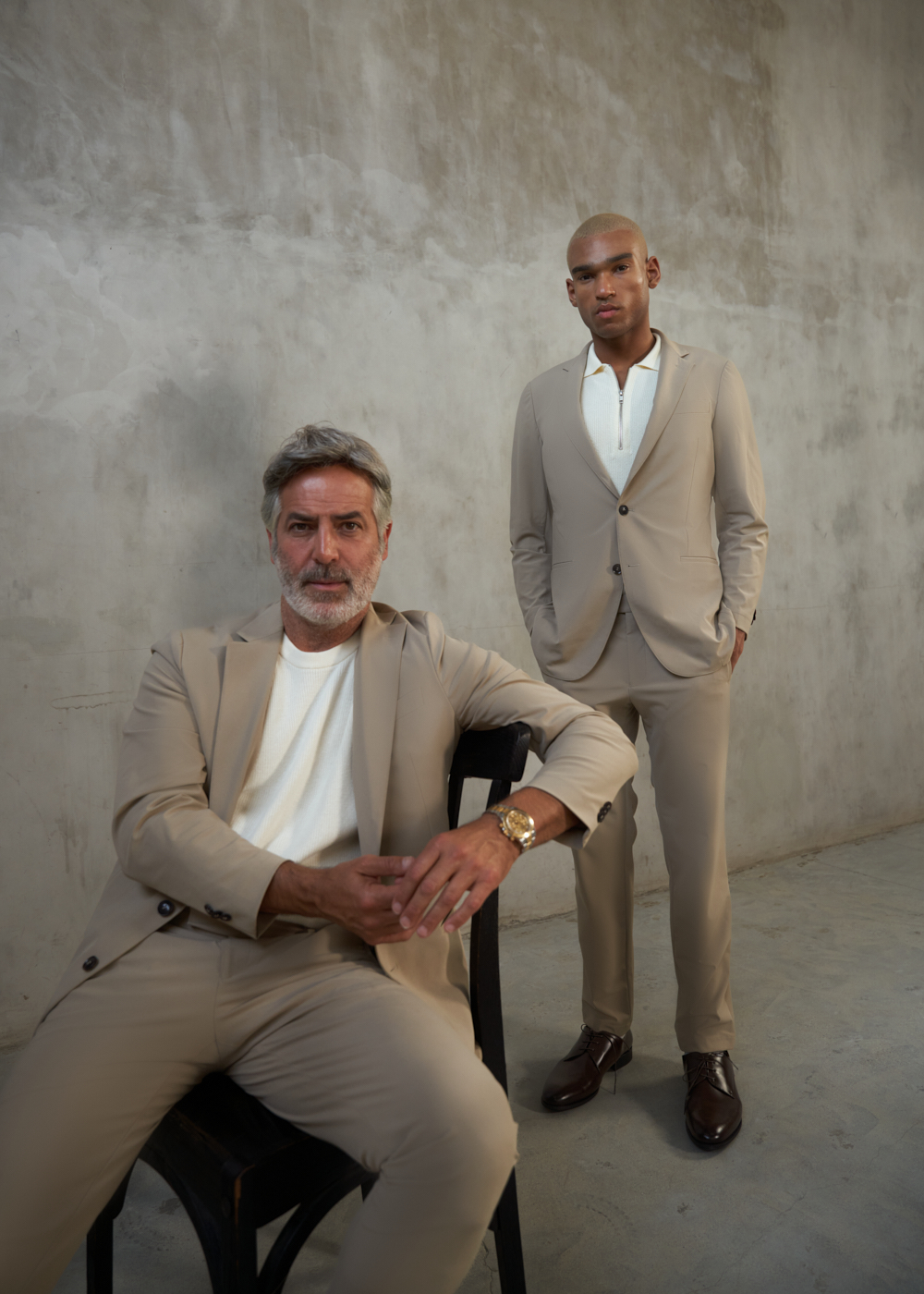 https://senestudio.com/products/soho-flextech-suit?variant=42175543804101;Soho FlexTech Suit in Warm Khaki