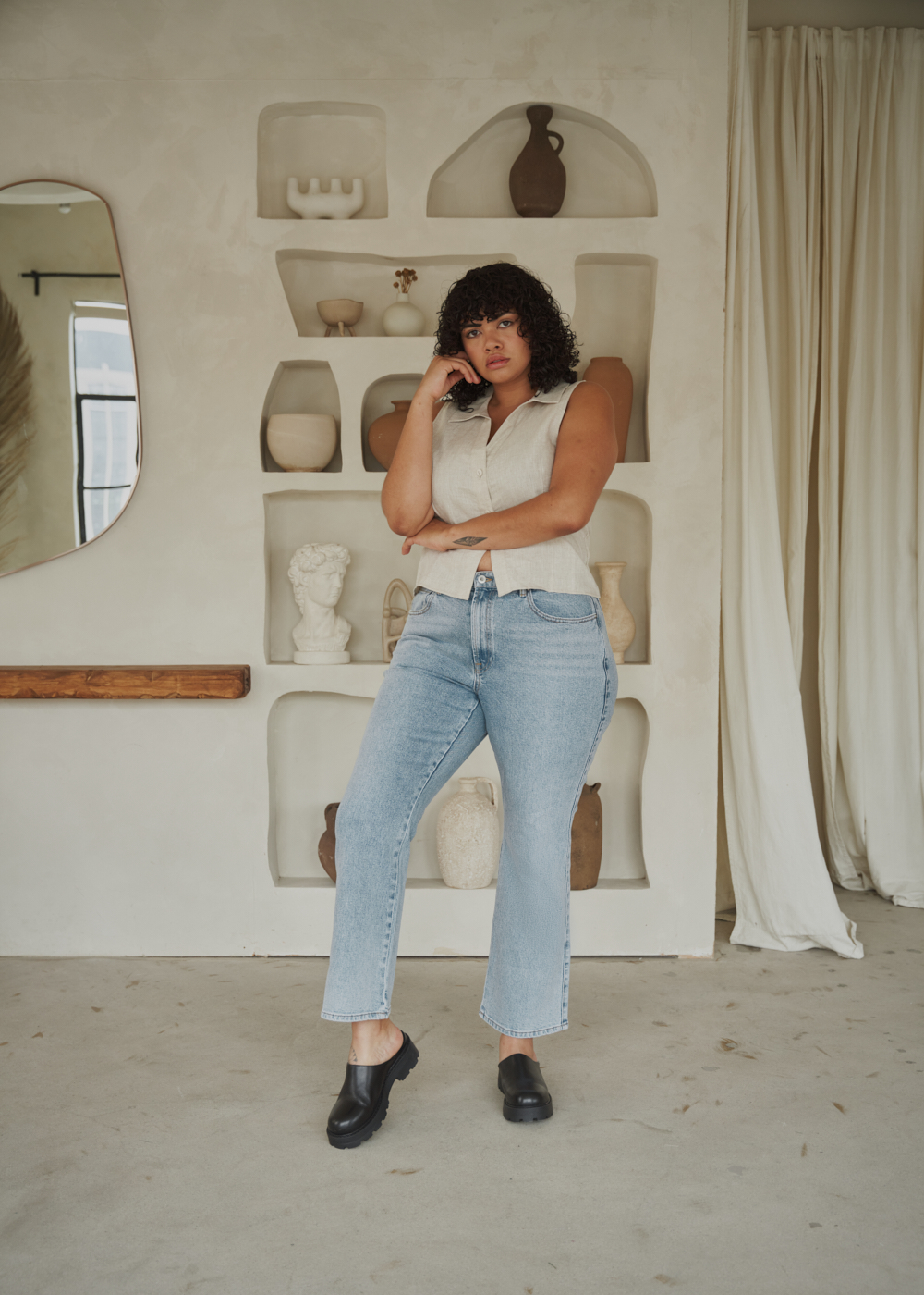 https://senestudio.com/collections/sizeless-bootcut-jeans/products/womens-true-bootcut-jeans?variant=41693306060997;True Bootcut Jeans in Vintage Gin