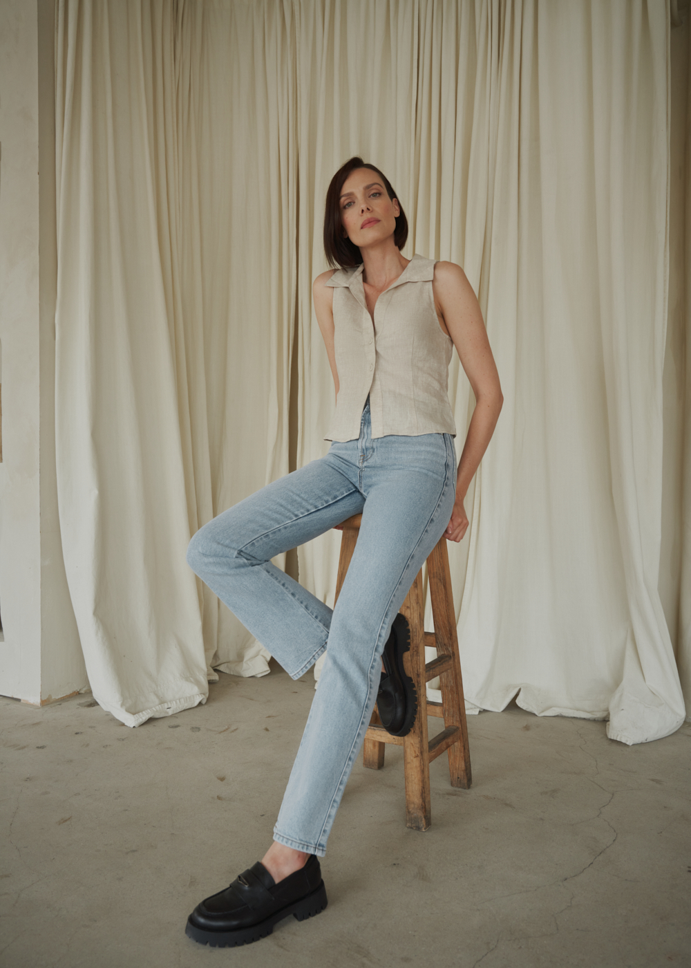 https://senestudio.com/collections/sizeless-bootcut-jeans/products/womens-true-bootcut-jeans?variant=41693306060997;True Bootcut Jeans in Vintage Gin