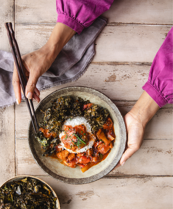 Sweet & Sour Chicken with Crispy Kale 