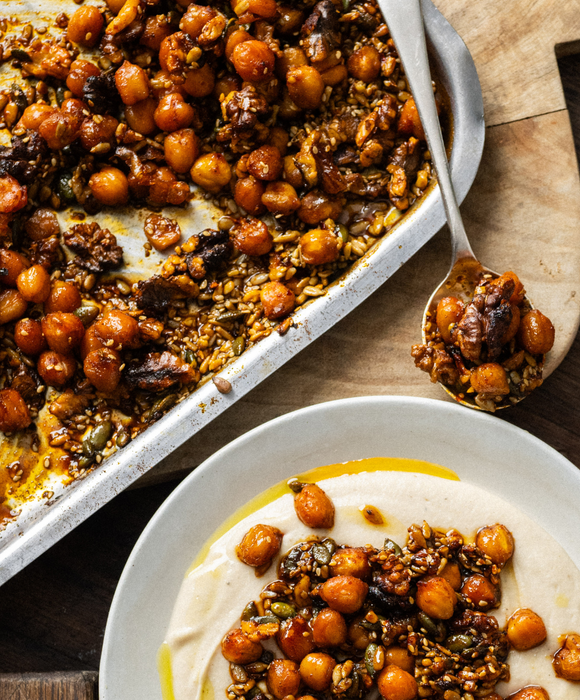 Butter Bean Hummus with Honey Spiced Chickpeas, Seeds & Nuts, by Abby Allen  Pipers Farm Recipe  Picnic Ideas & Inspiration  Sustainable, Artisan Food Delivered Direct To Your Door  Bold Bean Co