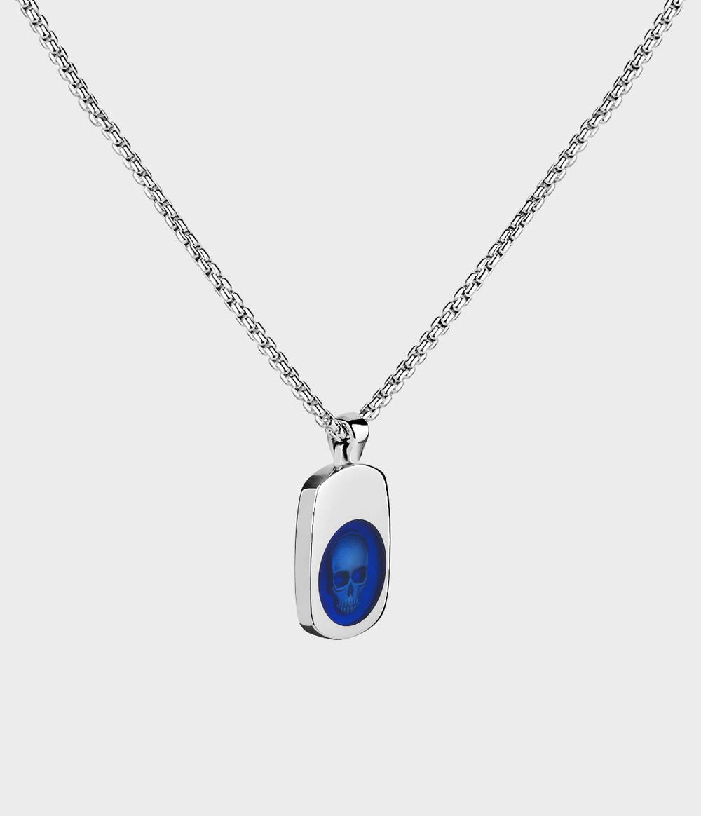 Ghost Skull Enamelled Signet Necklace