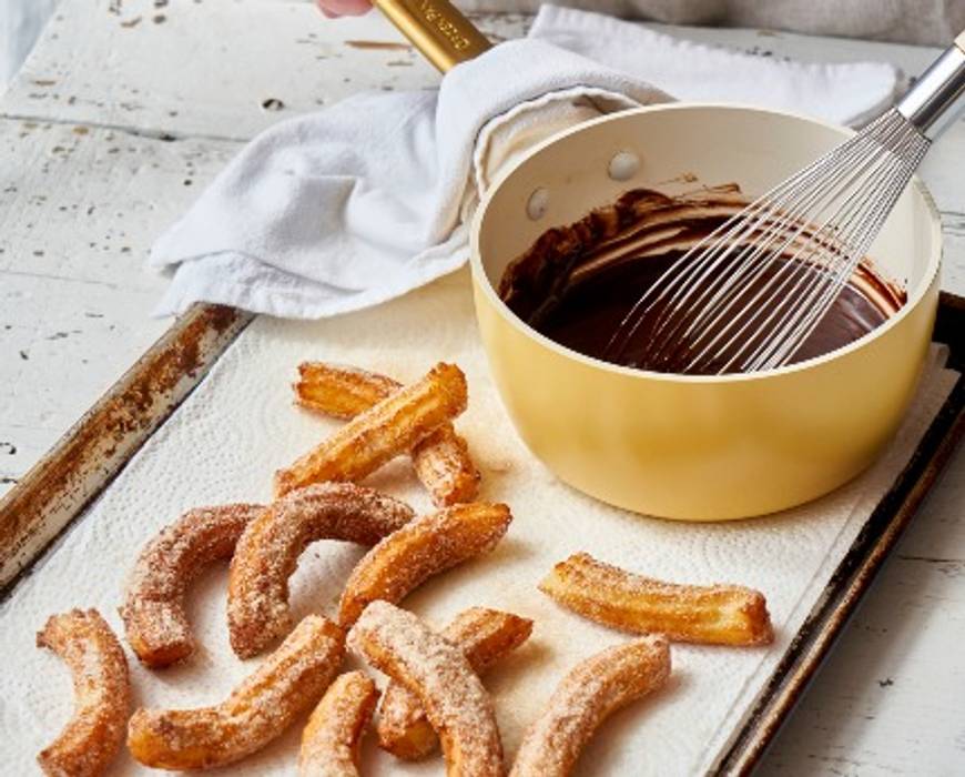 Churros with Chocolate Ganache - A Cozy Kitchen