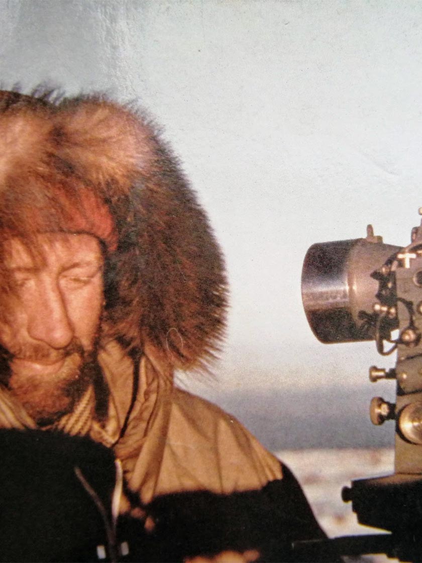 John Evans From The Ordnance Survey In The Falkland Islands With His Globe-Trotter Luggage.