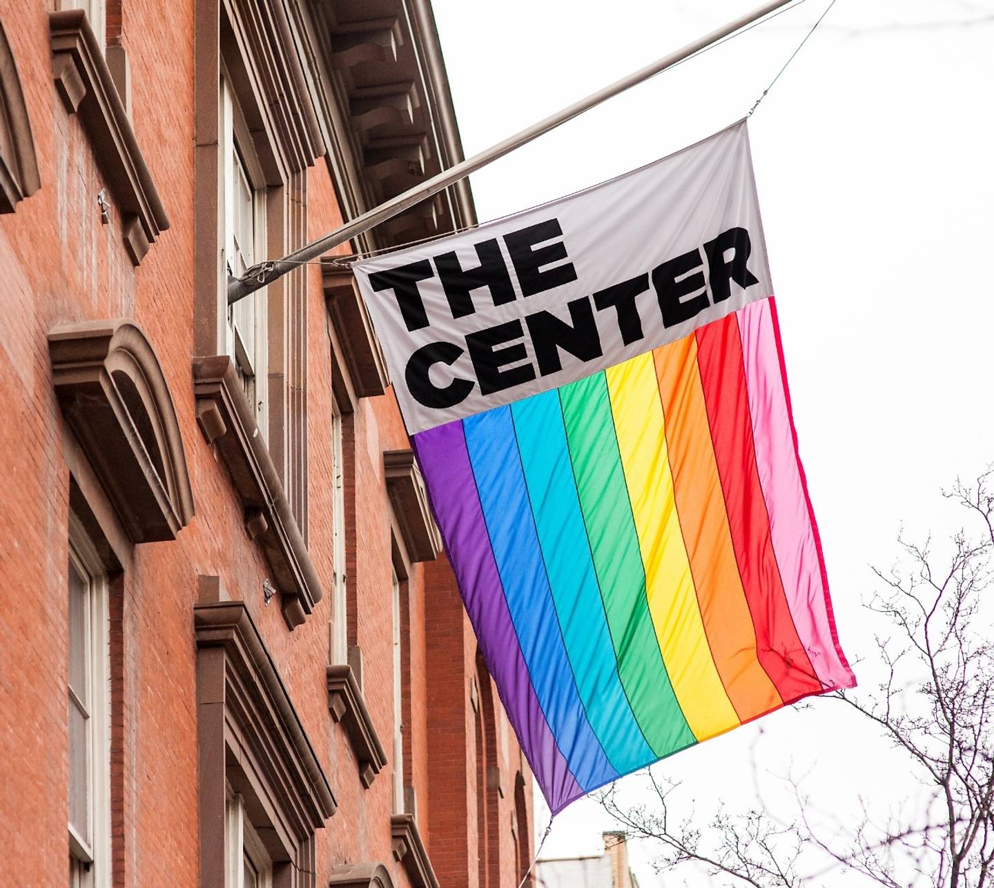 The Center flag in front of The Lesbian, Gay, Bisexual & Transgender Community Center in New York