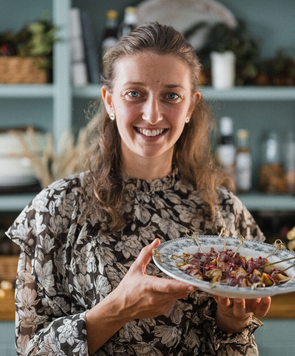 Coppa with Chargrilled Pears, Honey & Pink Peppercorns, by Hannah Thomas  Pipers Farm Recipe Christmas New Year Party Canape Ideas Simple Charcuterie Recipe  