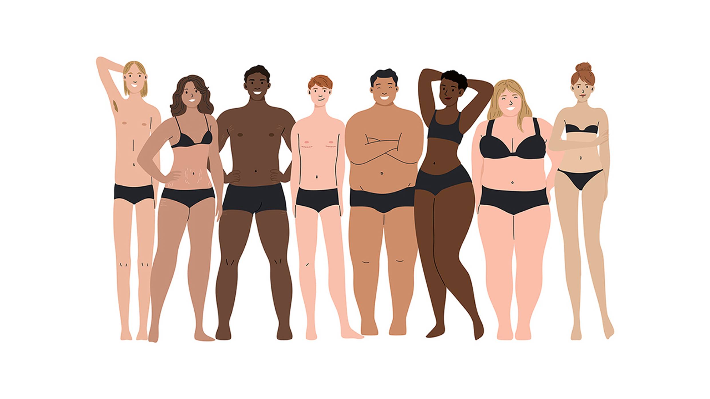 Upbeat illustration of diverse body types