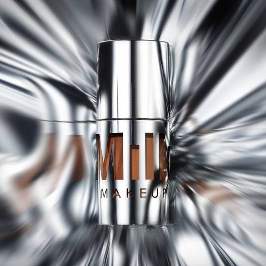Milk Makeup Future Fluid All Over Cream Concealer on a futuristic silver background