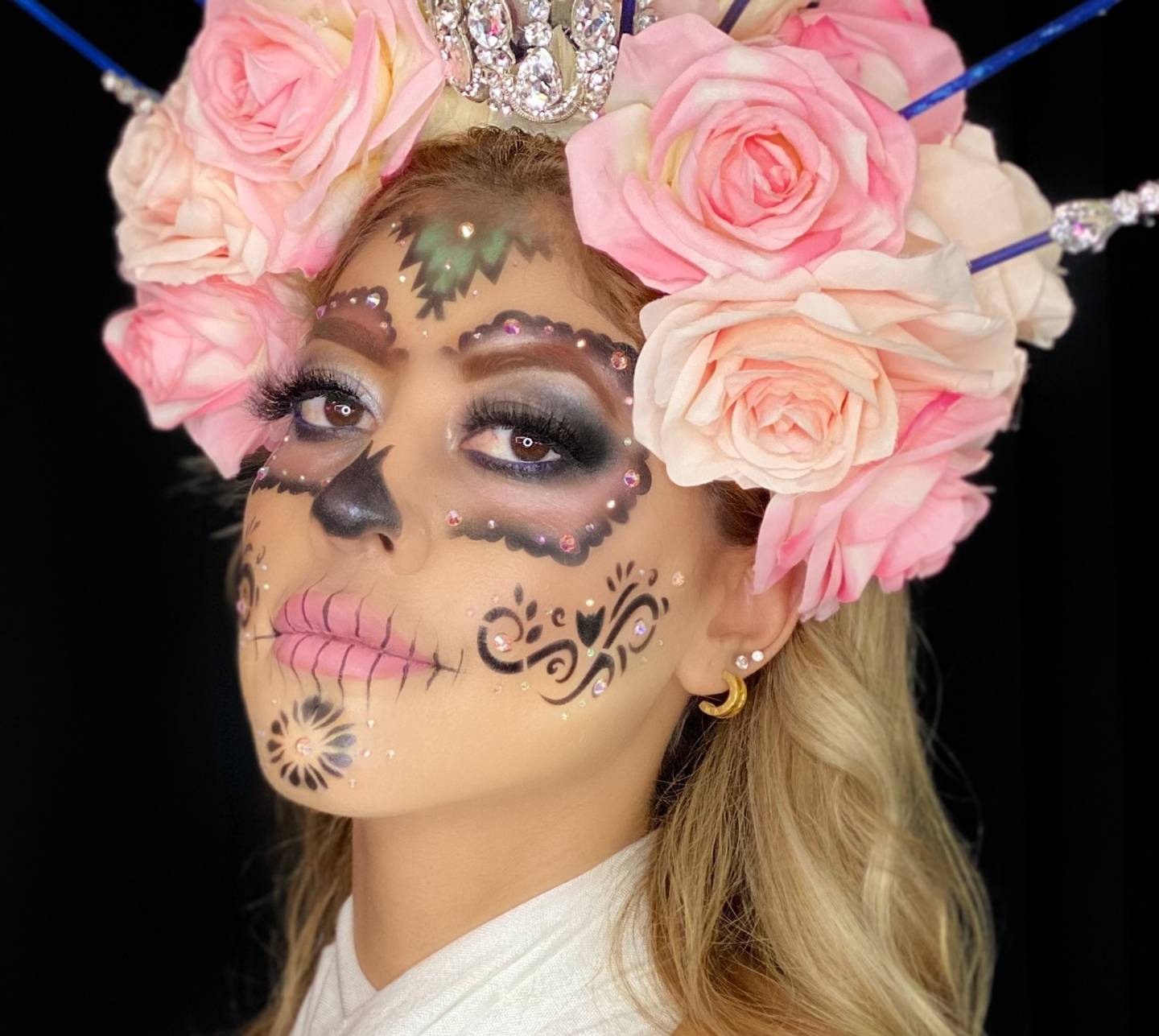 Sugar Skull Halloween Makeup Half Face 