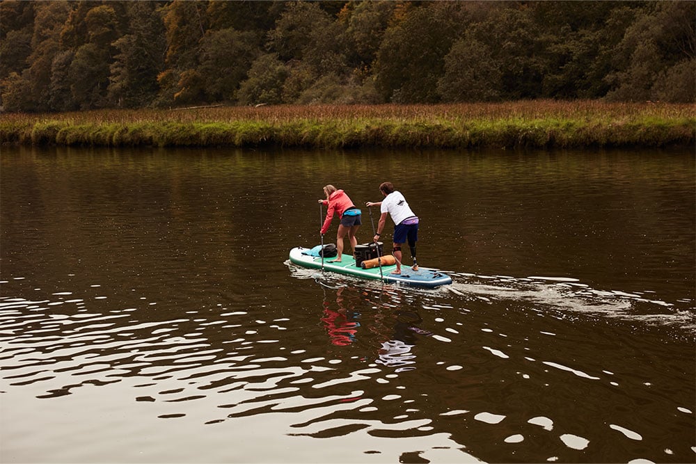 
Two people paddling 15’0 Tandem MSL inflatable paddle board
