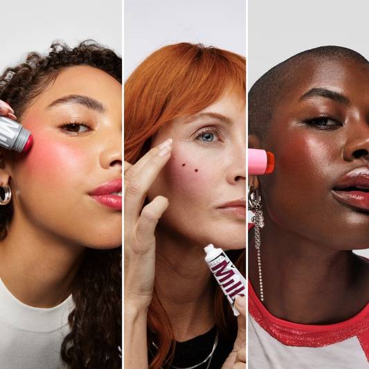 models in different skin tones apply blush