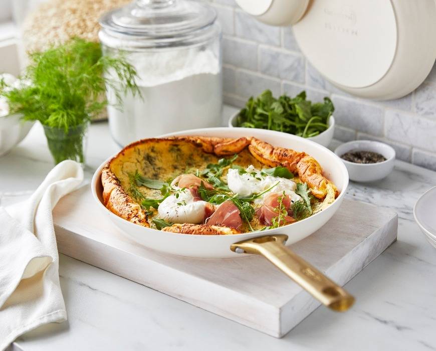 Savory Herb Dutch Baby cooked in a GreenPan Reserve Cream 10