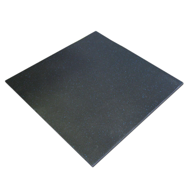 Rubber Gym Flooring Tile - 15mm - Black with Blue Fleck