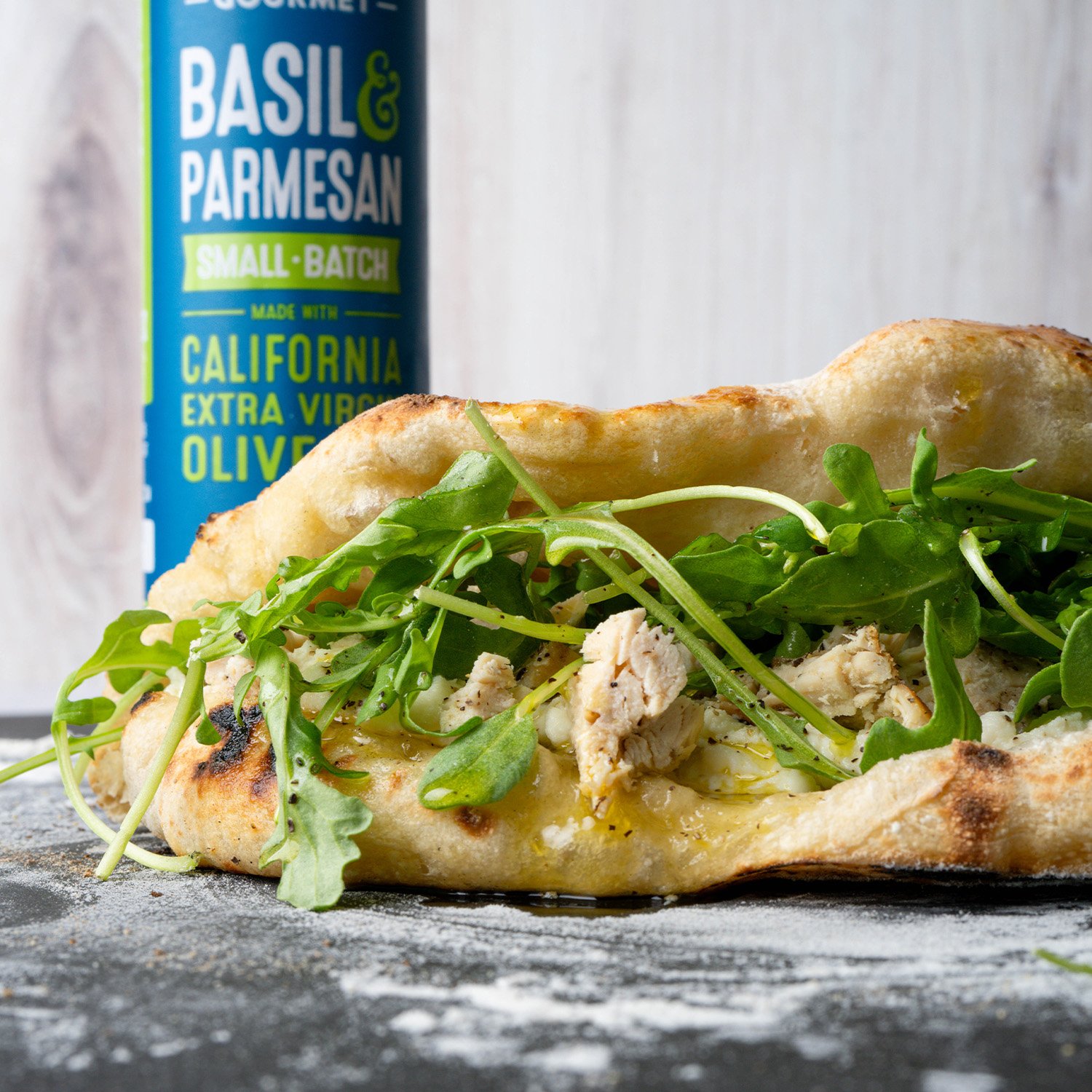 Chicken ricotta mortazza sandwich made with Sonoma Gourmet's basil parmesan olive oil