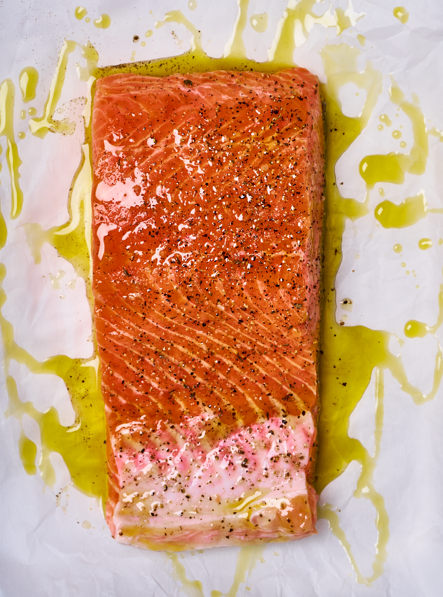 Sautéed garlic olive oil king salmon made with Sonoma Gourmet's sauteed garlic olive oil