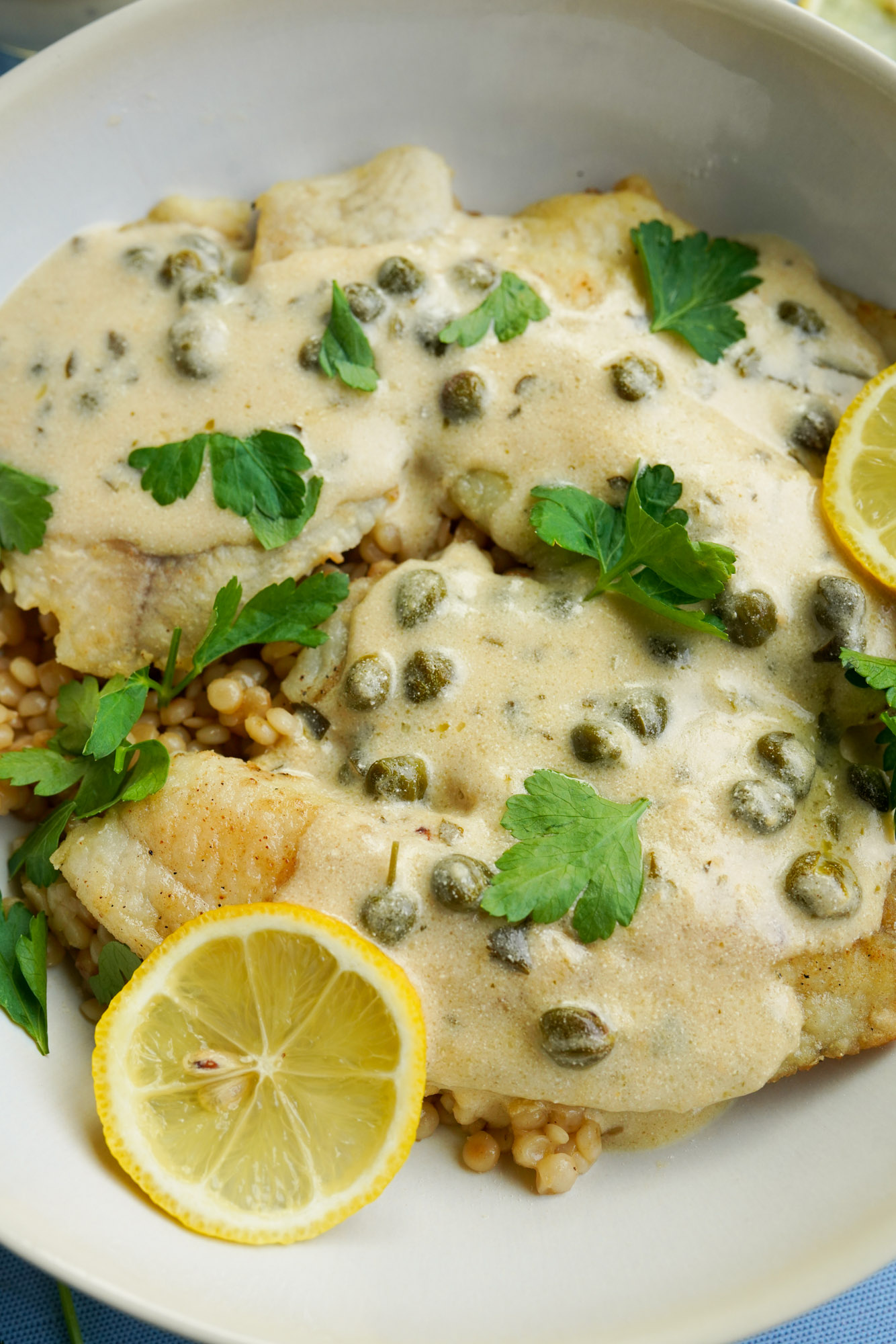 Lemon herb ricotta tilapia w/ capers made with Sonoma Gourmet's lemon herb ricotta and lemon herb olive oil