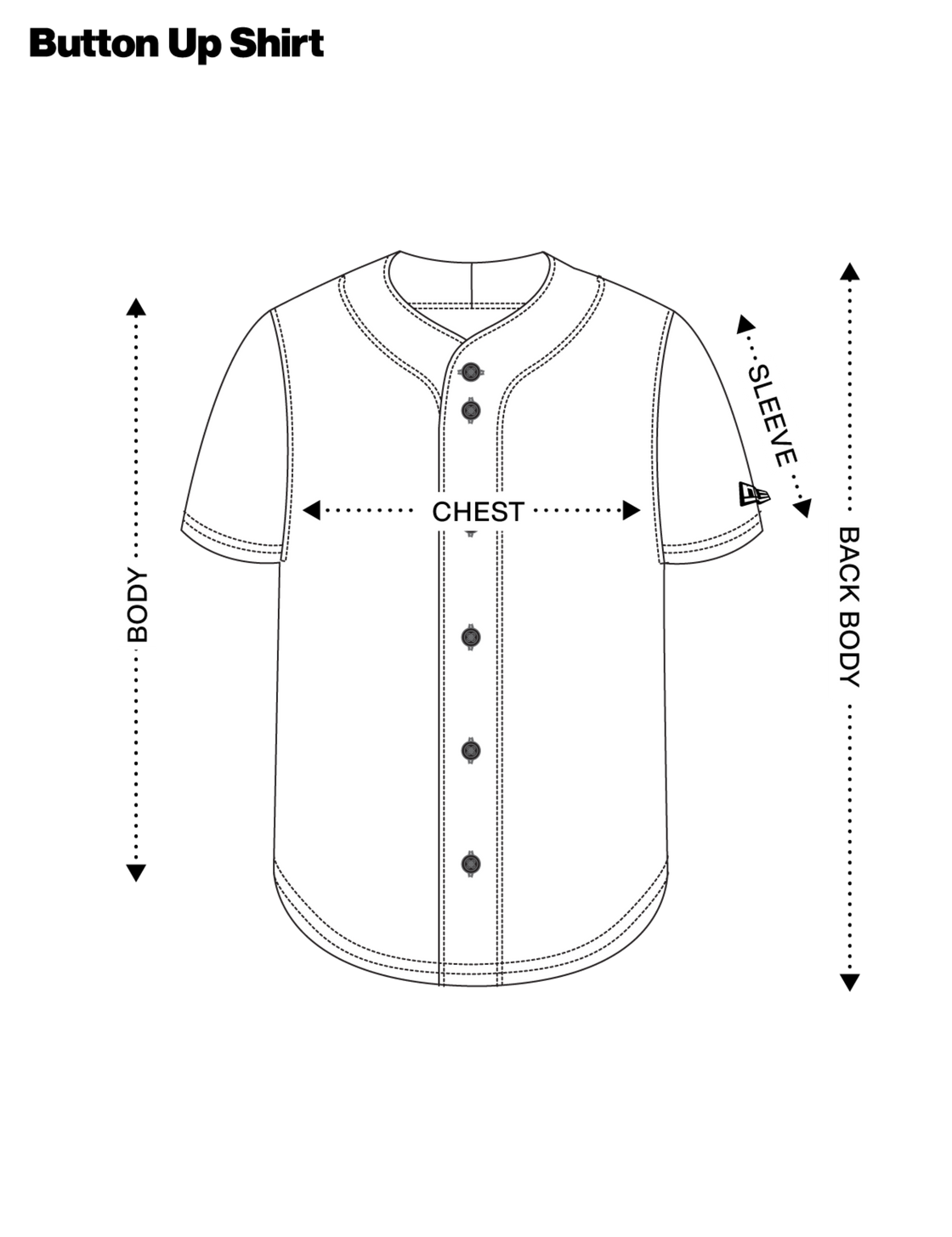 Button-Up T-Shirt Size Guide | New Era Cap Australia