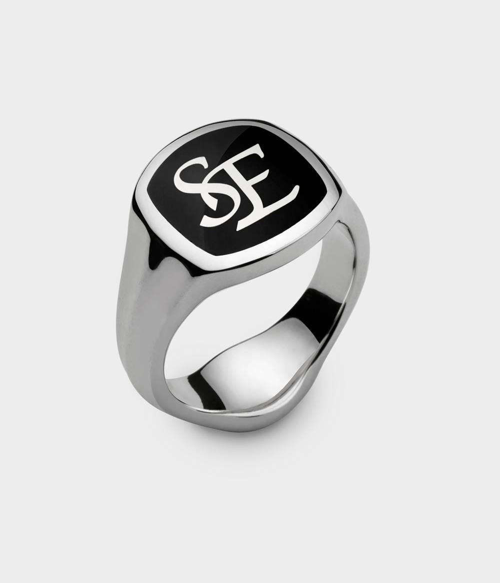 Initials Enamelled Signet Ring