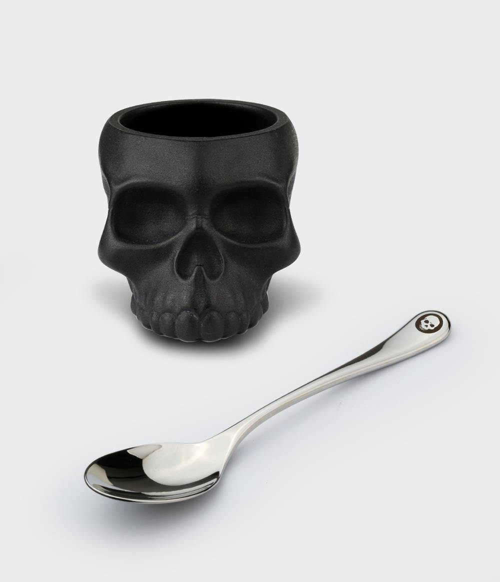 Gothic Skull Egg Cup and Stainless Steel Spoon