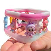 resin molds make sandwich bangle bracelets with labubu figurines