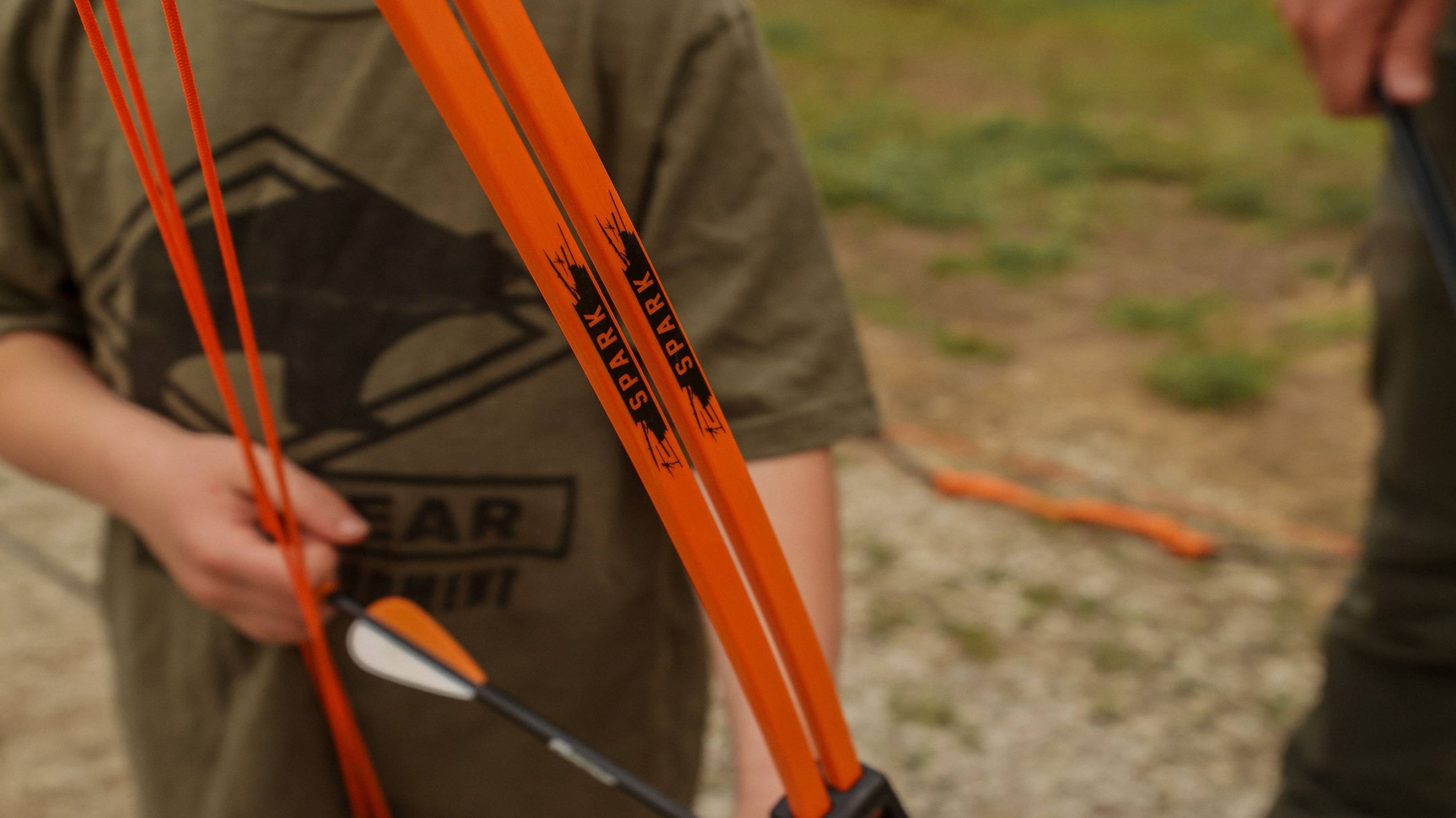 Close up of the Spark youth bow from Bear Archery