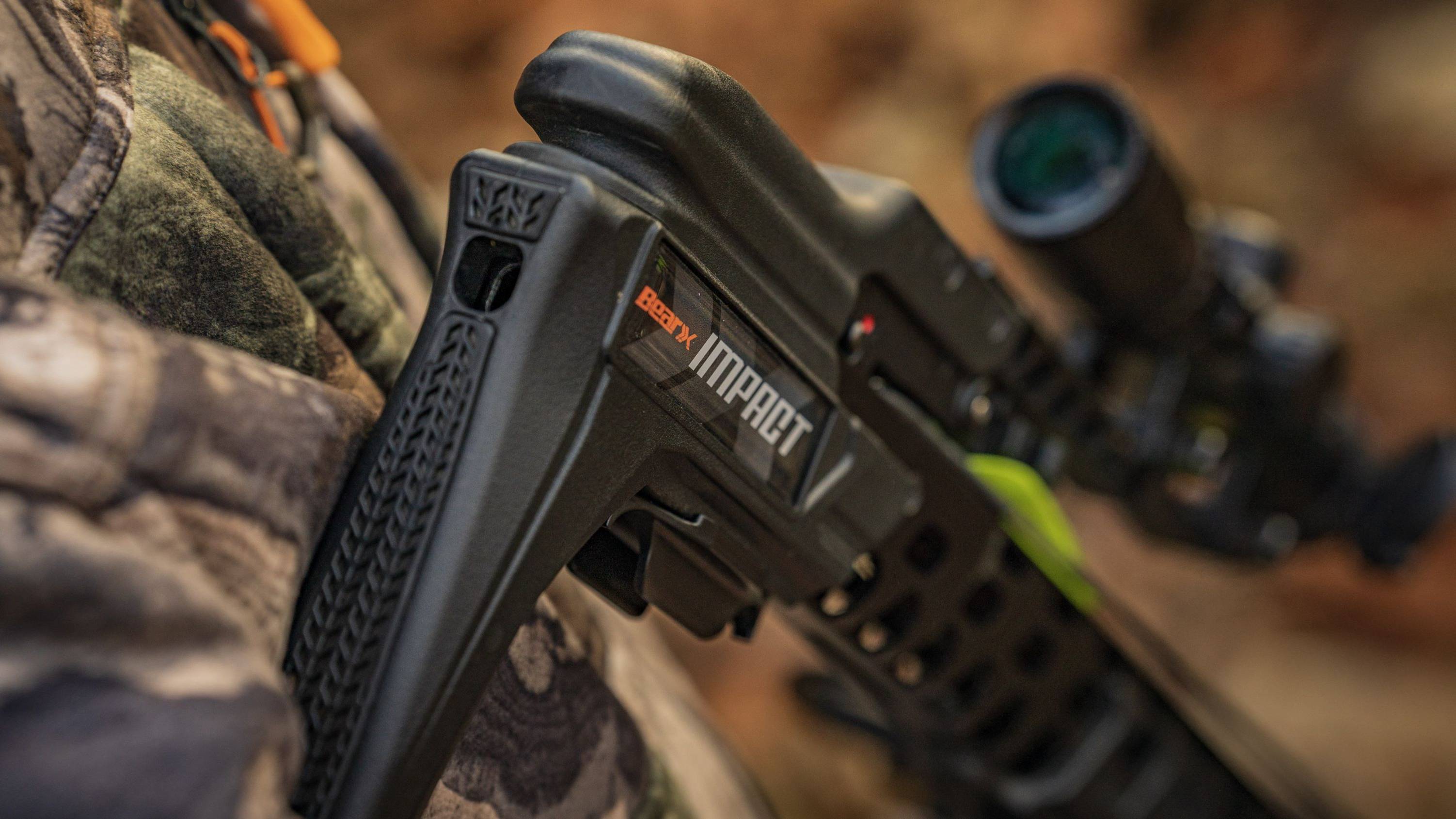 Close up of the BearX Impact crossbow handle