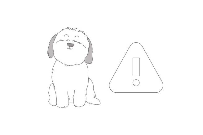Hund mit Ausrufezeichen als Warnung bei Bierhefe
